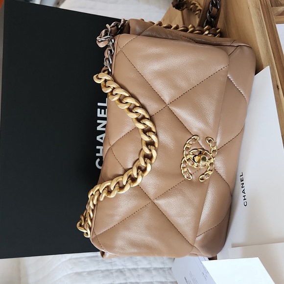CHANEL Handbags - Chanel 19 Medium Camel Color bag -Like New! The Softest Leather!